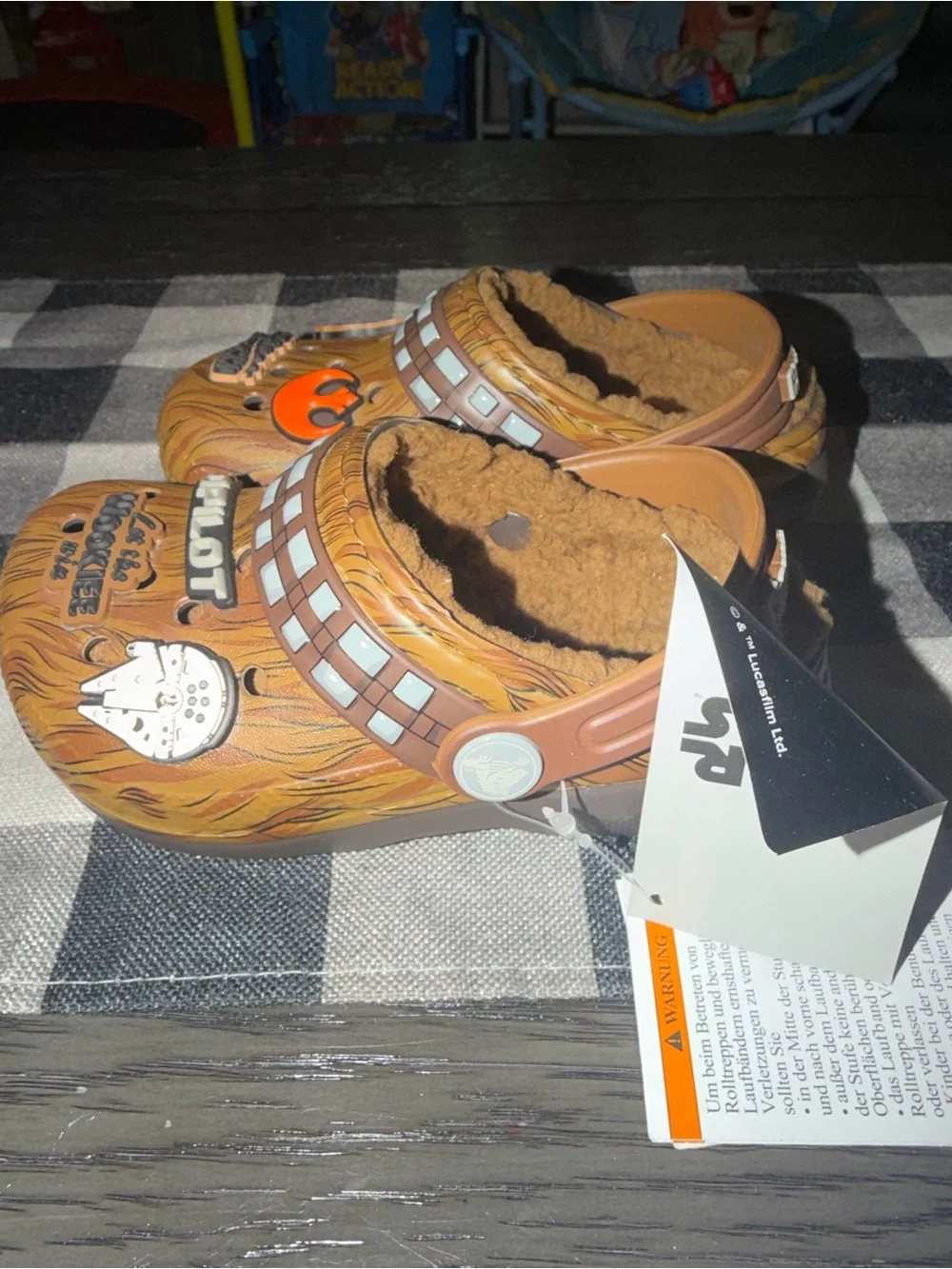 Brand New With Tags Toddler Star Wars Chewbacca Lined Crocs size 9 limited ed